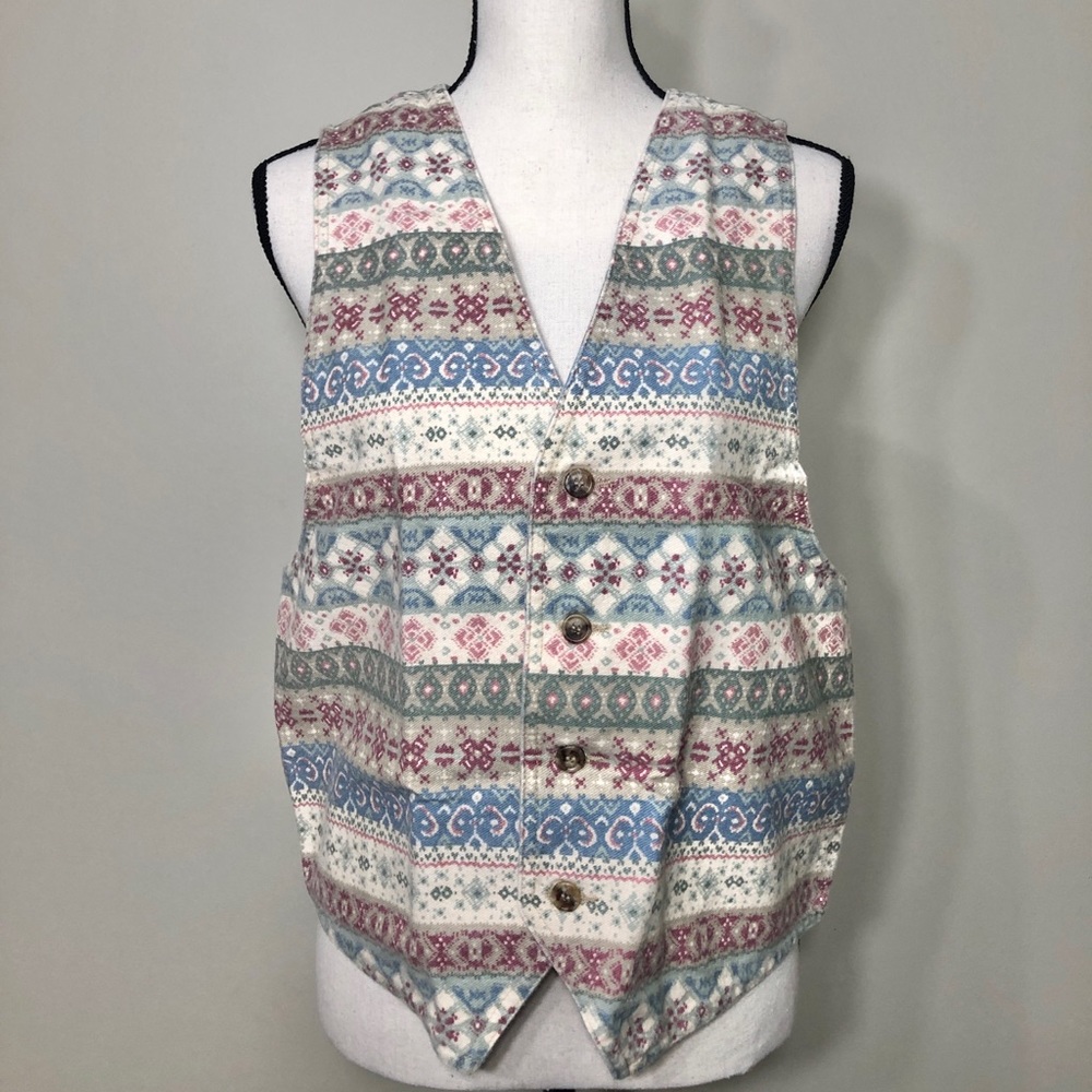 Made In USA 1990s Waistcoat Rare Vintage 100% Cotton Vest Vivaldi Jeanswear M